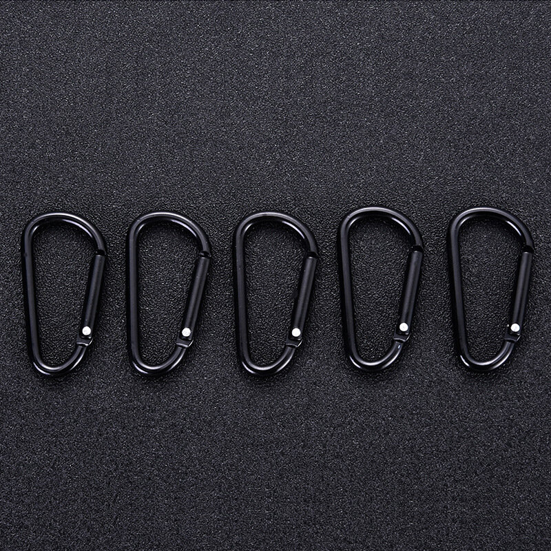3pc preto alumínio mosquetão d-ring chaveiro clipe de segurança fivela keyring snap gancho acampamento ao ar livre viagem esporte equipamentos ferramentas