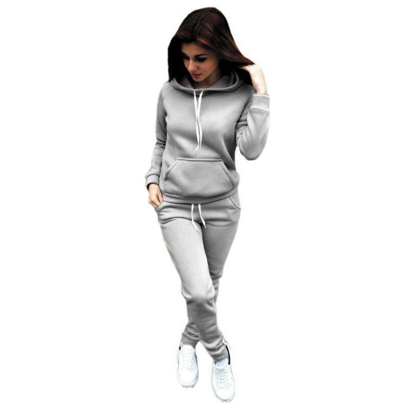2021 Autumn Winter New Hot Style Sweatshirt Hooded Solid Color Drawstring Loose Casual Fleece Thickened Sports Women's Tracksuit