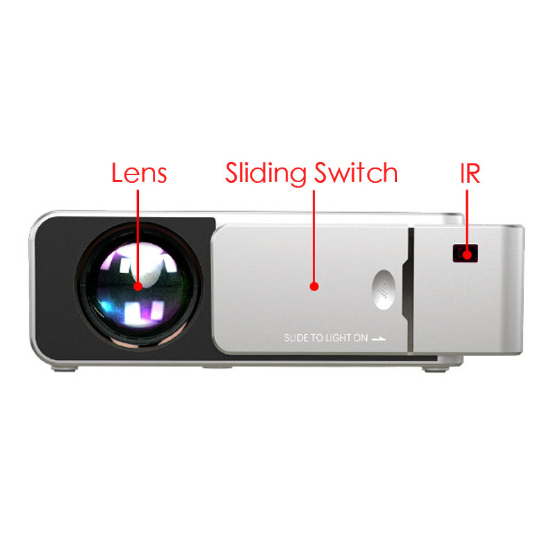 يونيك-جهاز عرض فيديوهات محمول طراز T6 ، دقة عالية 1080 بكسل, كشاف ضوئي 3500 لومن ، للمسرح المنزلي والفيديوهات