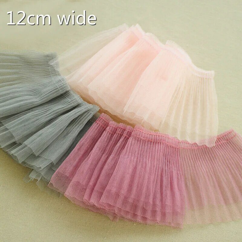 Double-layer Gauze Pleated Beautiful Lace Fabric Diy Clothing Skirt Neckline Cuffs Trim Curtains Sofa Fast Sewing Production