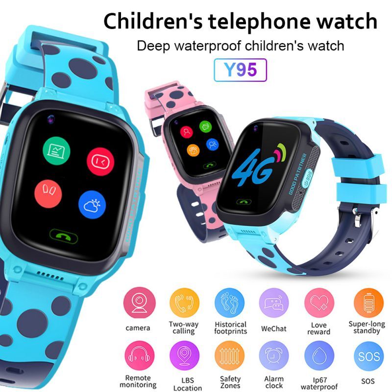 Reloj inteligente Y95 para niños, pulsera con GPS, wifi, LBS, rastreador de teléfono 4G, reloj de correa para niños, regalos de cumpleaños