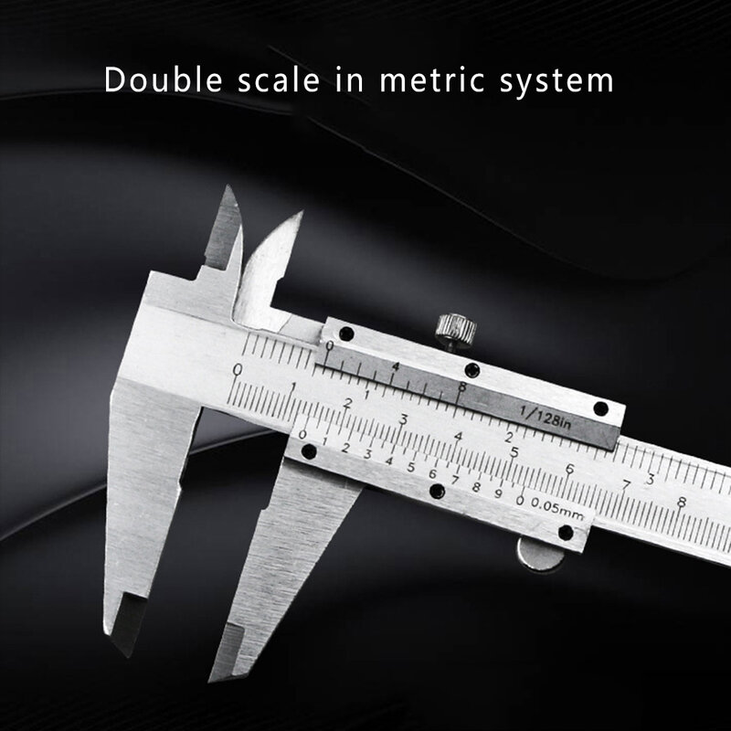 0-200Mm Carbon Staal Remklauw Micrometer Schuifmaat Meten Kaliber Gauge Millimeter Inch Meetinstrument Tool 150Mm