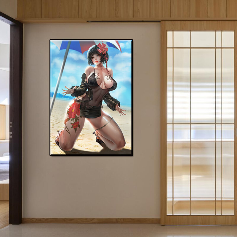 Affiches et imprimés de femmes Sexy, jeux en 3D, peinture sur toile pour filles, images murales d'anime moderne pour décoration de chambre à coucher