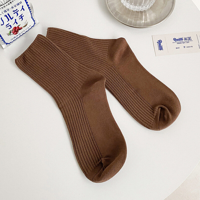 3 paare/los Frauen Baumwolle Socken Носки в однотонную полоску Mittleren Rohr Socken Herbst Winter Männlichen Socken Mädchen Mode Socken носок