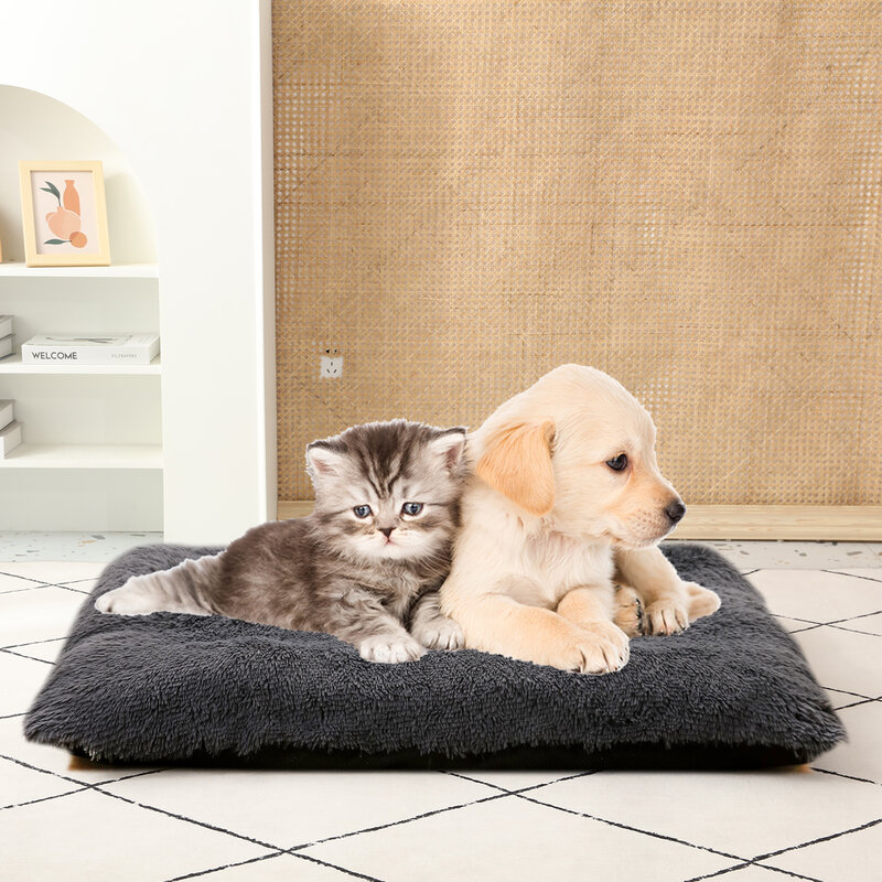 긴 봉제 개 침대 소프트 슬리핑 쿠션 고양이 매트 애완 동물 쿠션 담요 부드러운 양털 고양이 개집 강아지 매트 패드 작은 대형 개