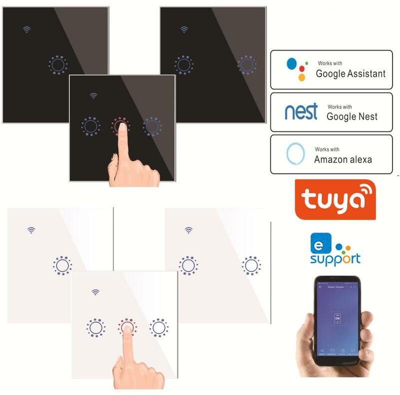 2 sztuk WiFi inteligentny 2-drożny przełącznik 1 2 3 Gang szklany przycisk dotykowy na ścianie przełączniki Tuya lub eWeLink pilot Alexa Google Home kompatybilny