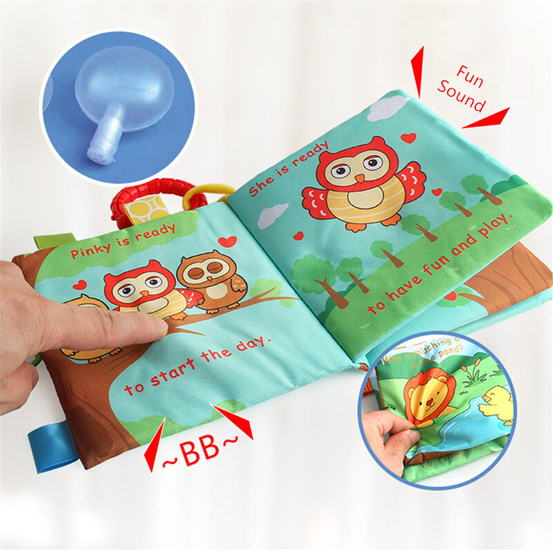 Baby Kids Intelligence Development 3d Animal Sound Cloth Book Educational Toy Children Kids Birthday Halloween Christmas Gift