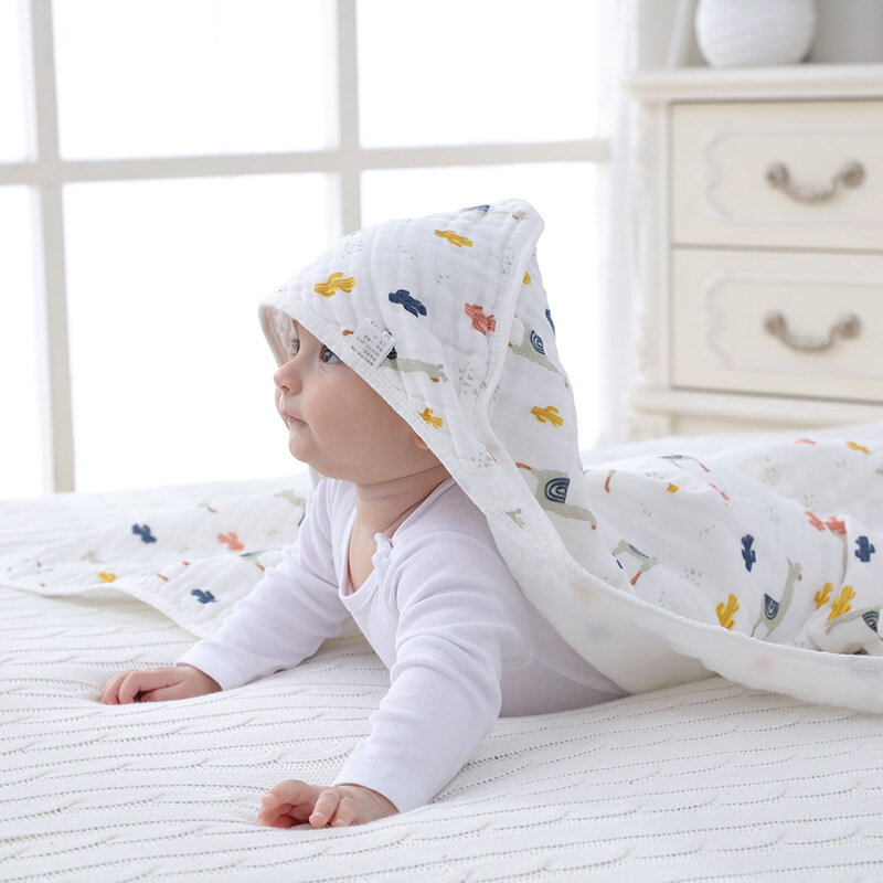 Faixa de algodão para bebê de 0-6 meses, 6 camadas, envoltório, cobertor para cama infantil, newbron 85*85cm, cobertura para carrinho de bebê, toalha de amamentação