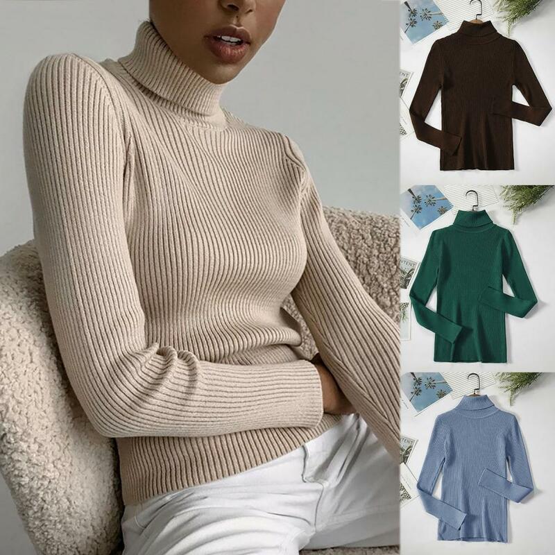 Blusa de punto de cuello alto para uso diario, suéter de punto suave de Color puro, ropa de calle para uso diario, 40%