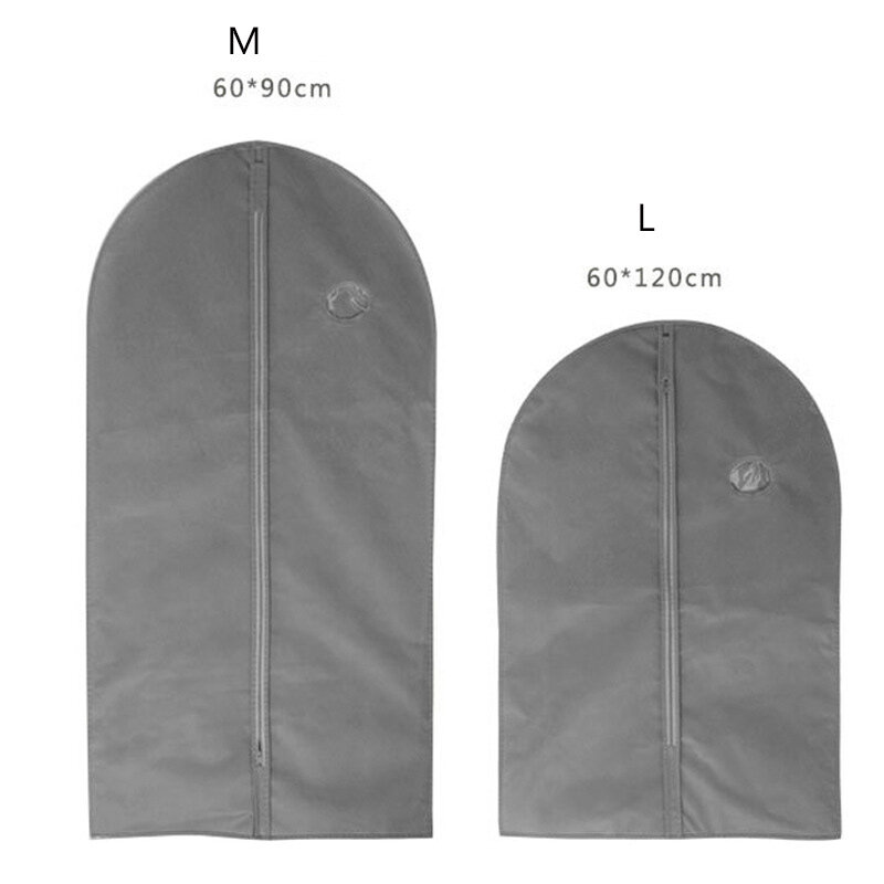 Non-Woven Clothes Dust Cover With A Zipper Folding Suit Bag Fabric Dress Sheath Wardrobe Clothing Storage Garment Hanging Bags