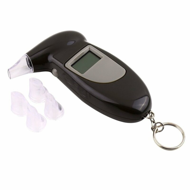 Digital Alcohol Breath Tester With LCD Display Mouthpieces Analyzer Detector Test Keychain Blow Test Device
