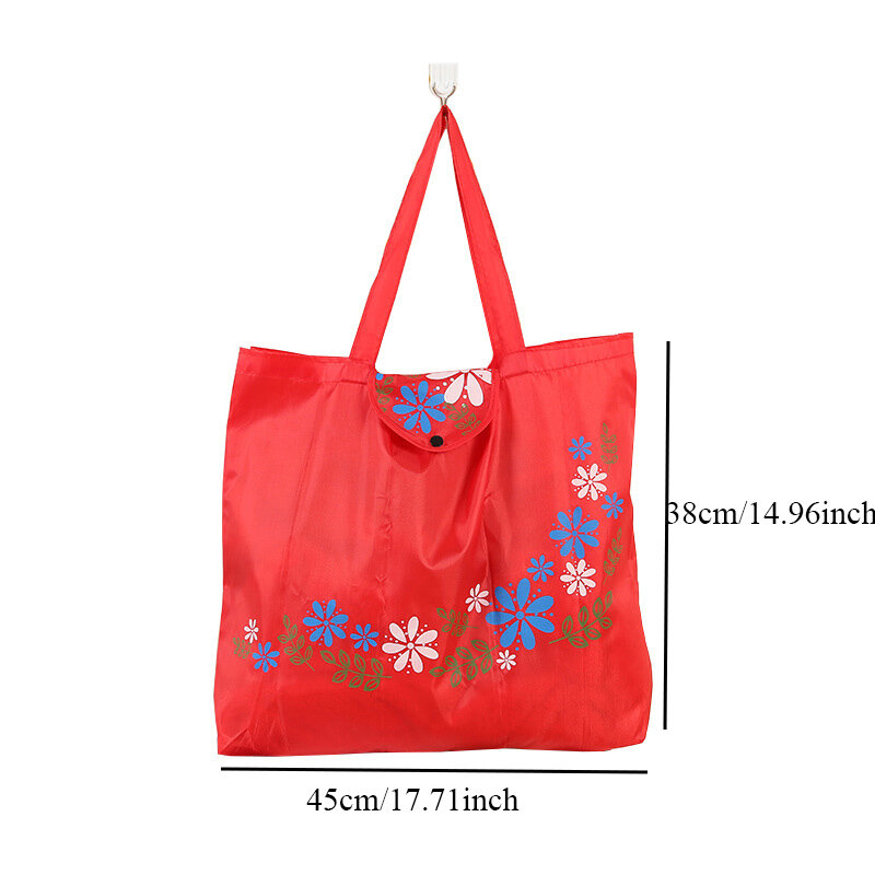 Flower Printing Shopping Bag Folding Oxford Fabric Portable Reusable Eco-Friendly Handbag Recycle Home Organization Grocery Bags
