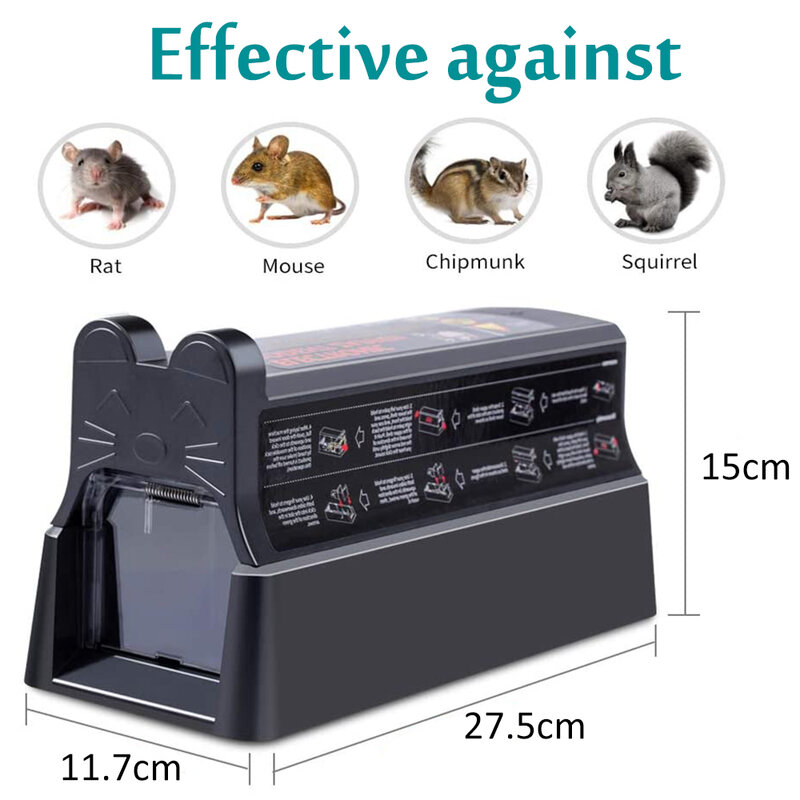 Trampa eléctrica para matar ratas, trampa electrónica reutilizable para ratones que mata al instante para interiores, enchufe de la UE/EE. UU.