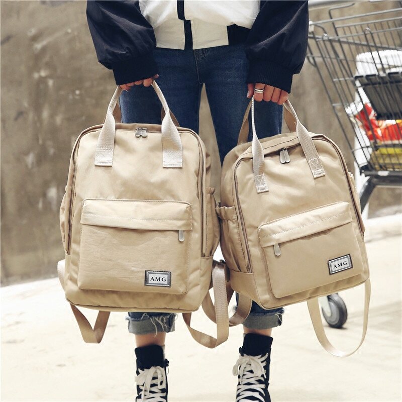 Harajuku minimalist Waterproof Canvas Backpack small fresh female on Korean College Student Travel Backpack Bag tide wind