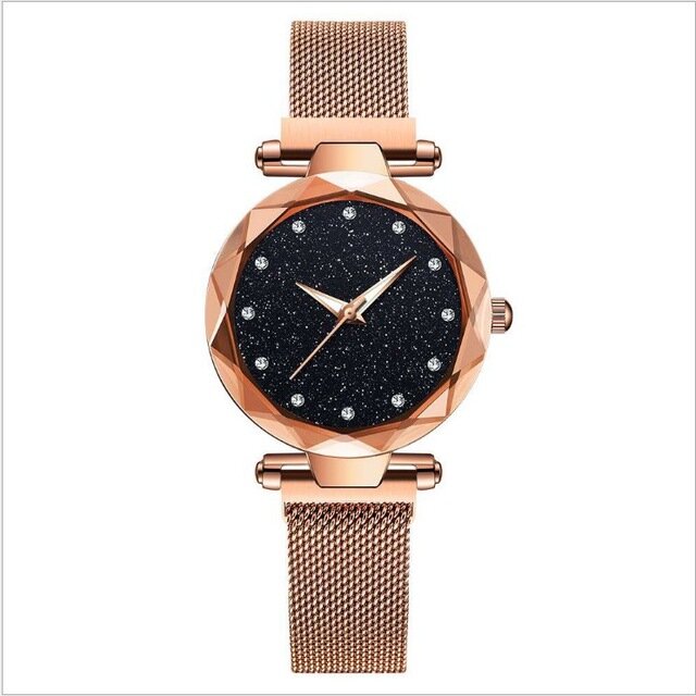 Conjunto de relojes de lujo para mujer, Set de pulsera con hebilla magnética elegante a la moda, Set de reloj de cielo estrellado, 2 uds.