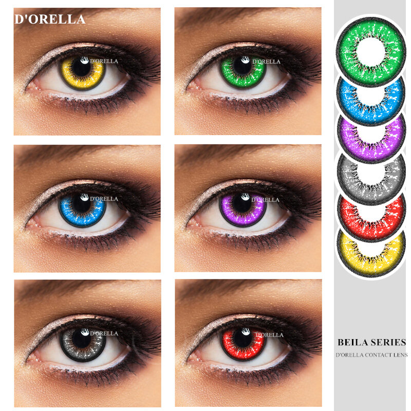 D' orella 1 Pair(2pcs) 벨라 시리즈 코스프레 컬러 콘택트 렌즈 for 아이즈 코스메틱 콘택트 렌즈 아이 컬러 할로윈