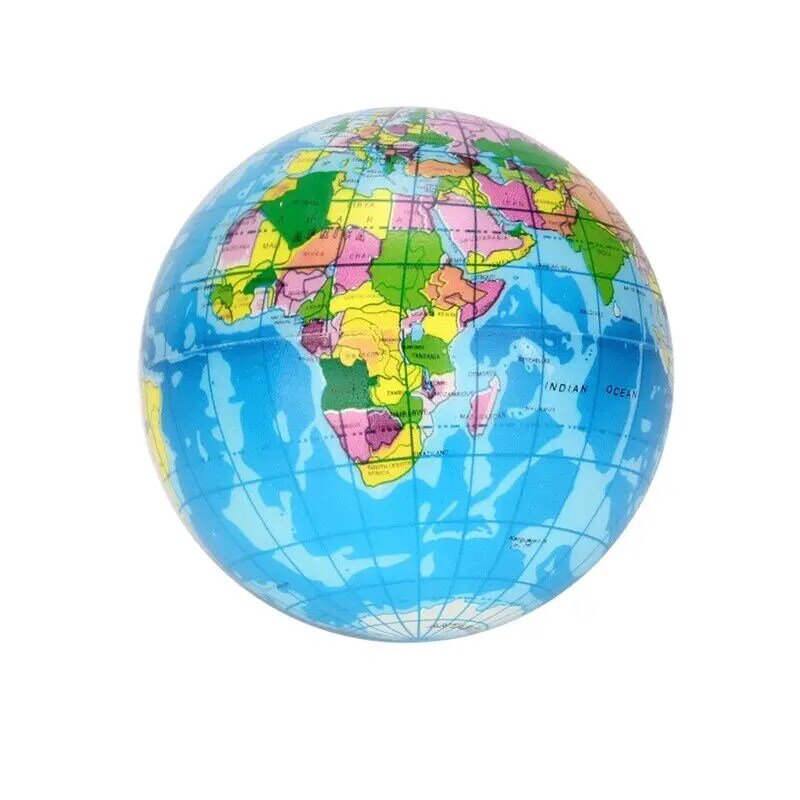 子供と大人のための柔らかいゴム製の抗ストレスボール,世界地図と地球の惑星の世界地図の形をした6.3/10cmのスクイーズボール