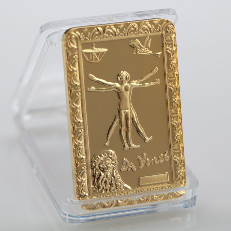 Moneda conmemorativa dorada con sonrisa dorada, colección de Artesanías con monedas, Bar chapado en oro europeo, Leonardo Da Vinci, Mona Lisa
