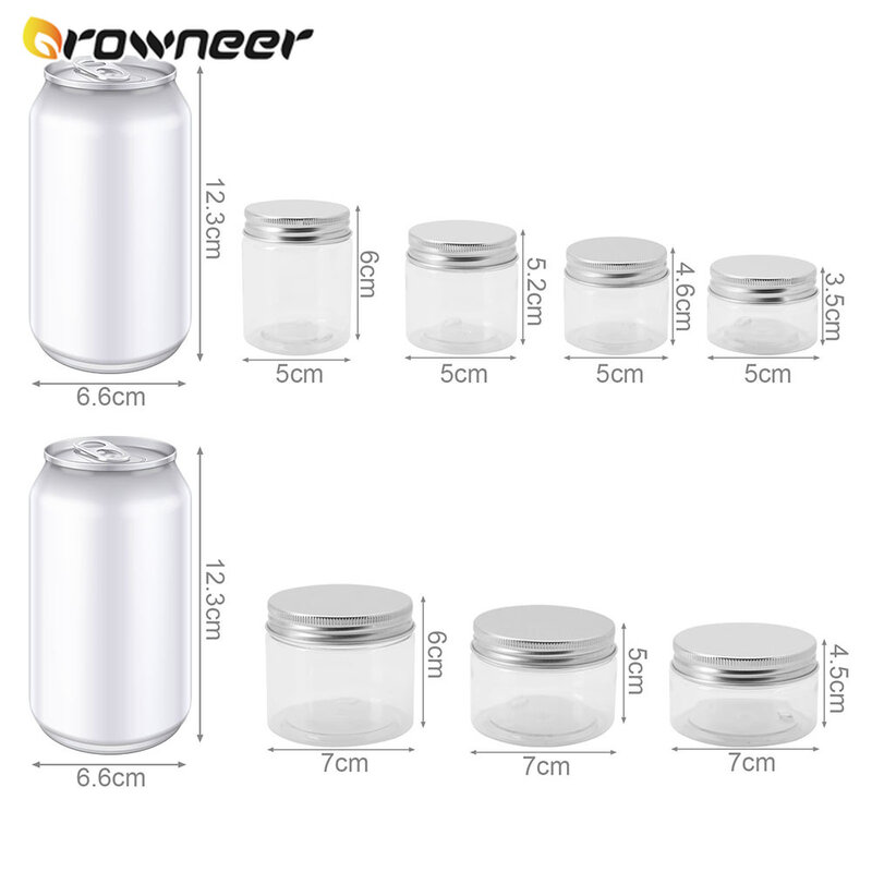 20pcs 30/50/60/80/100/120/150ml  Empty Plastic Clear Cosmetic Jars Makeup Container Clear Jar Face Cream Sample Pot Container