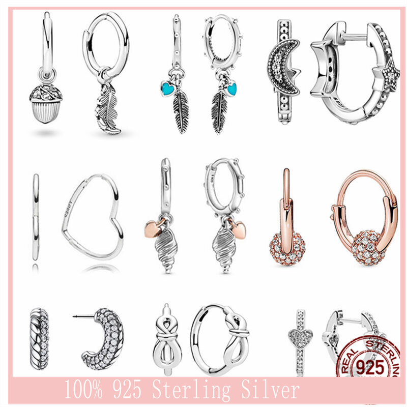 2021 Hot New 925 Sterling Silver Off-White multi-size okrągłe cyrkonią kolczyki dla kobiet urodziny modna biżuteria na prezent