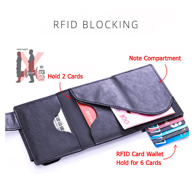 ZOVYVOL 맞춤형 지갑 RFID 카드 홀더, 도난 방지 지갑, 알루미늄 상자 카드 홀더, 가죽 스마트 지갑, 맞춤형 동전 지갑