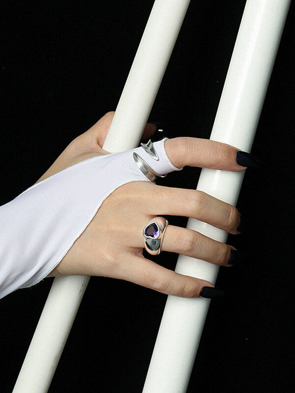 S'steel Sterling Zilver 925 Eenvoudig Ontwerp Hartvormige Zirkoon Ring Gift Voor Vrouwen Trendy Gothic 2021 Trend Accessoires Sieraden