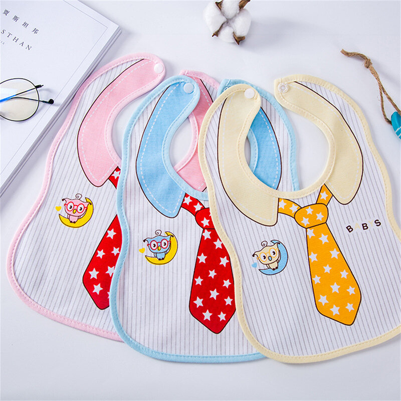 1Pcs Baby Snap Bib Children's Three-layer Thickened and Enlarged Mouth Water Towel Waterproof Newborn Cotton Bibs for Kids Baby