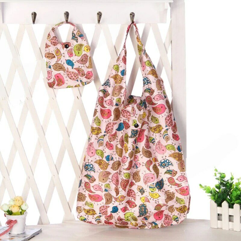 New Random Color Eco Shopping Travel Environmental Tote Handbag Folding Reusable Bag Print Floral Animals Cute Shipping Bags
