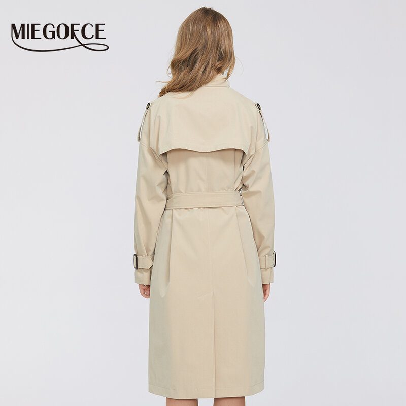 MIEGOFCE 2021 Spring New Collection Women’s Windbreaker Free Fashion Casual High Quality Windbreaker Has Belt Button Down Cloak
