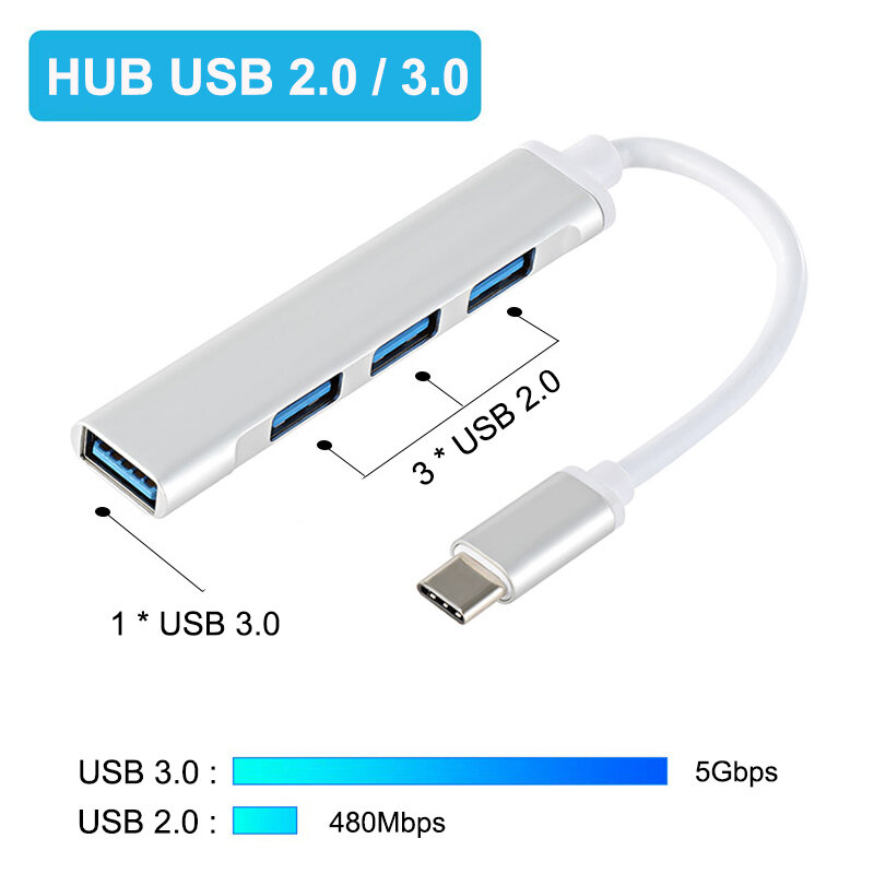 USB C HUB 3.0 3.1 tipo C adattatore multi-splitter a 4 porte OTG per Xiaomi Lenovo Macbook Pro Air PC accessori per Notebook