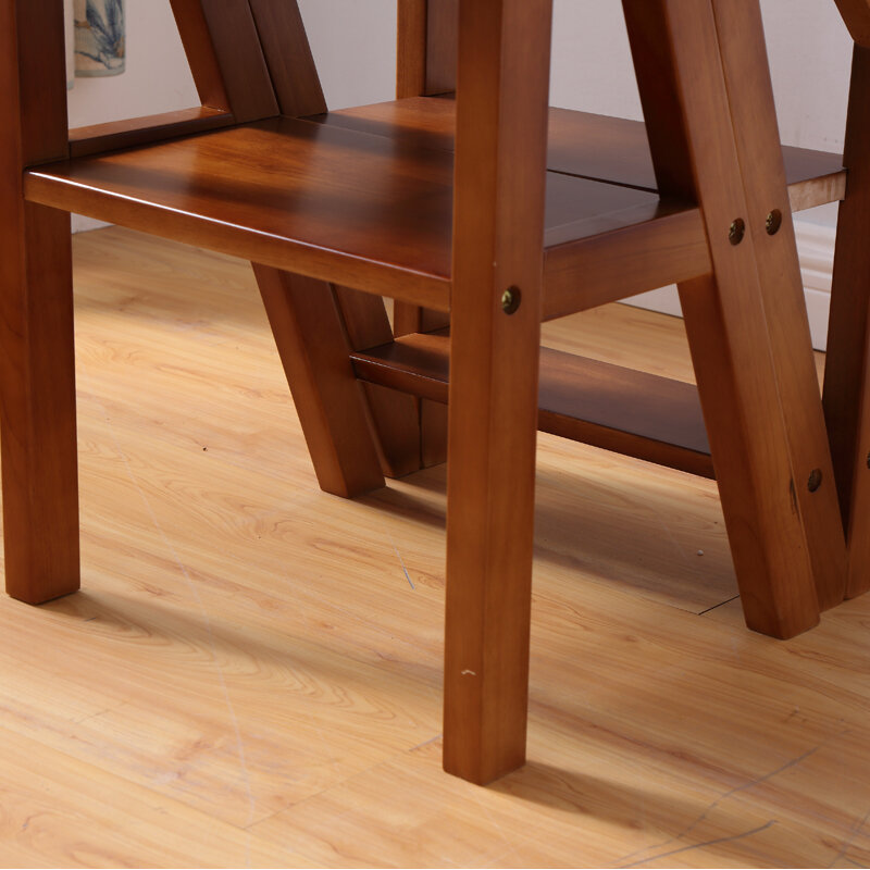 Cadeira dobrável de madeira, escada de móveis para cozinha, escola, conversível, banco natural/mel/marrom