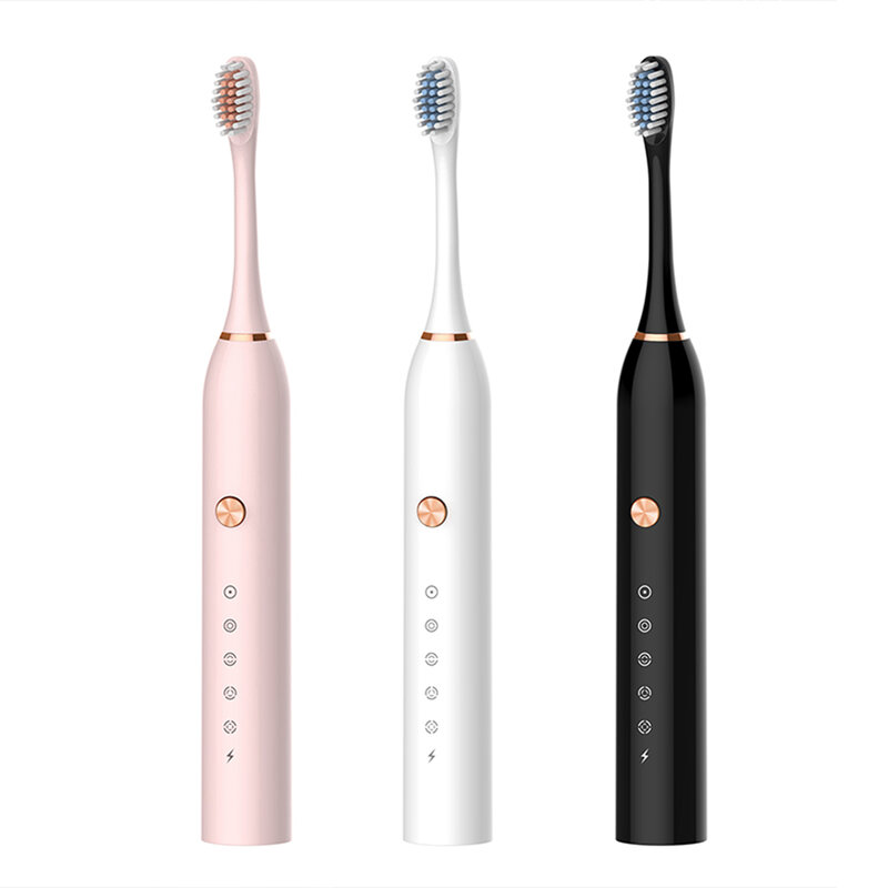 Cepillo de dientes eléctrico sónico para adultos, cerdas suaves para el hogar, recargable por USB, resistente al agua, 5 archivos, nuevo estilo, 2021
