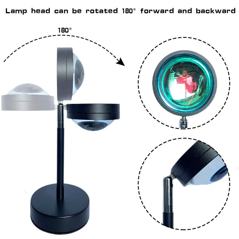 Remote Control Baru Lampu Proyeksi Matahari Terbenam RGB Lampu Led Suasana Pelangi untuk Dekorasi Dinding Latar Belakang Toko Kamar Tidur Rumah