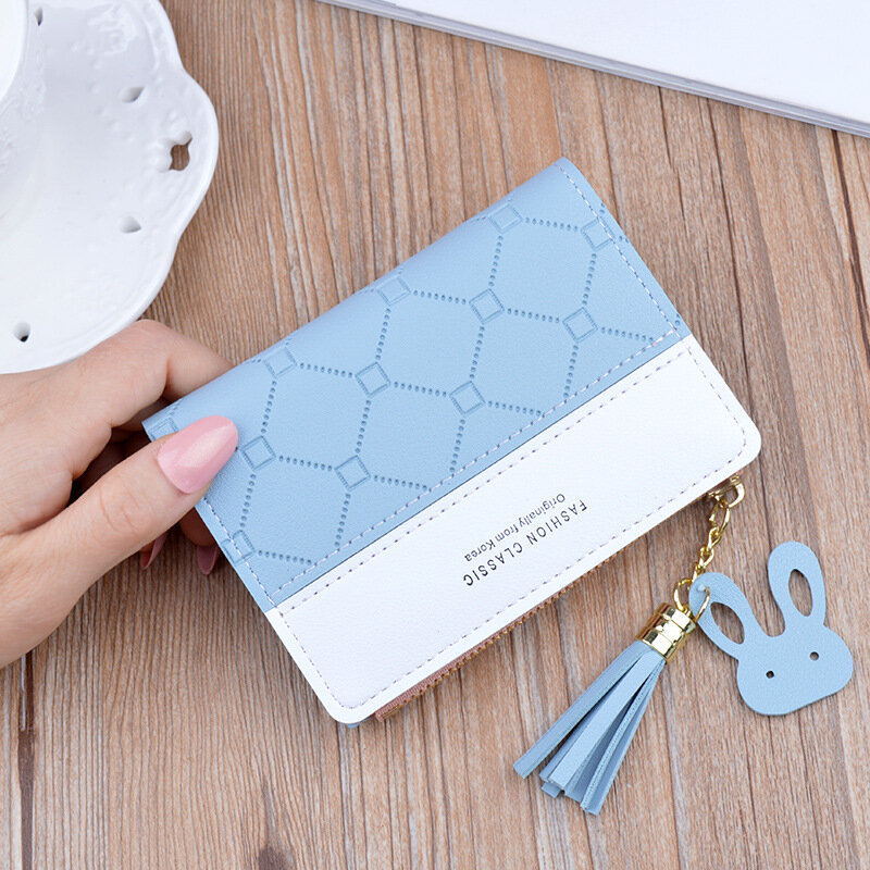 Kreative kleine brieftasche damen kurze kreative quaste brieftasche student Koreanische mode geprägte geldbörse karte halter