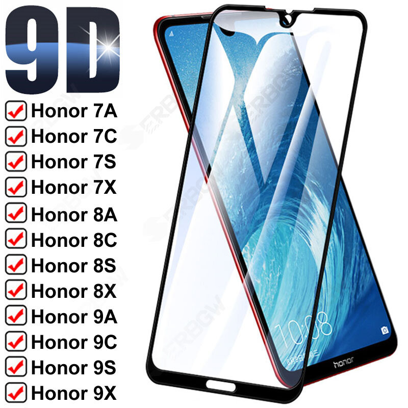 9D Chống Nổ Kính Cường Lực Cho Huawei Honor 7A 8A 9A 7C 8C 9C Kính Bảo Vệ Cho Honor 7S 8S 9S 7X 8X 9X An Toàn Màn Hình Bộ Phim