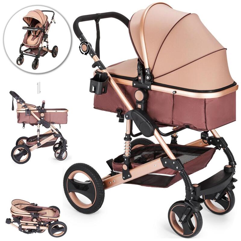 Vevor-carrinho de bebê 2 em 1, portátil, antichoque, dobrável, luxuoso, carrinho de bebê
