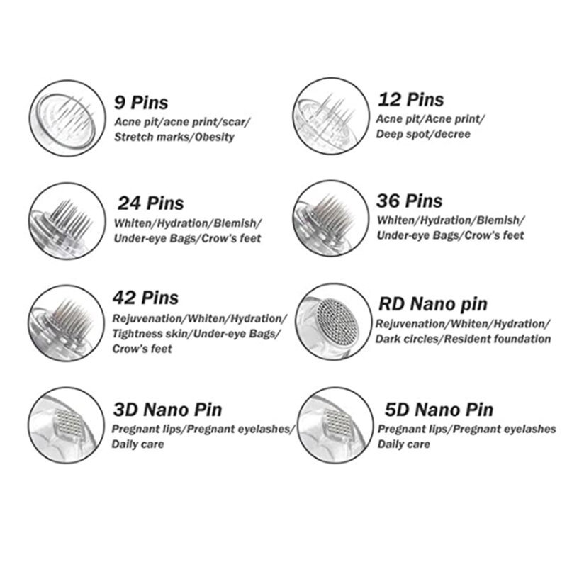 100/50/10 sztuk wymiana wkładu śrubowego dla dermapen mikro igły 9 Pin/12 Pin/36 Pin/3D/5D Nano Micro Nano igły