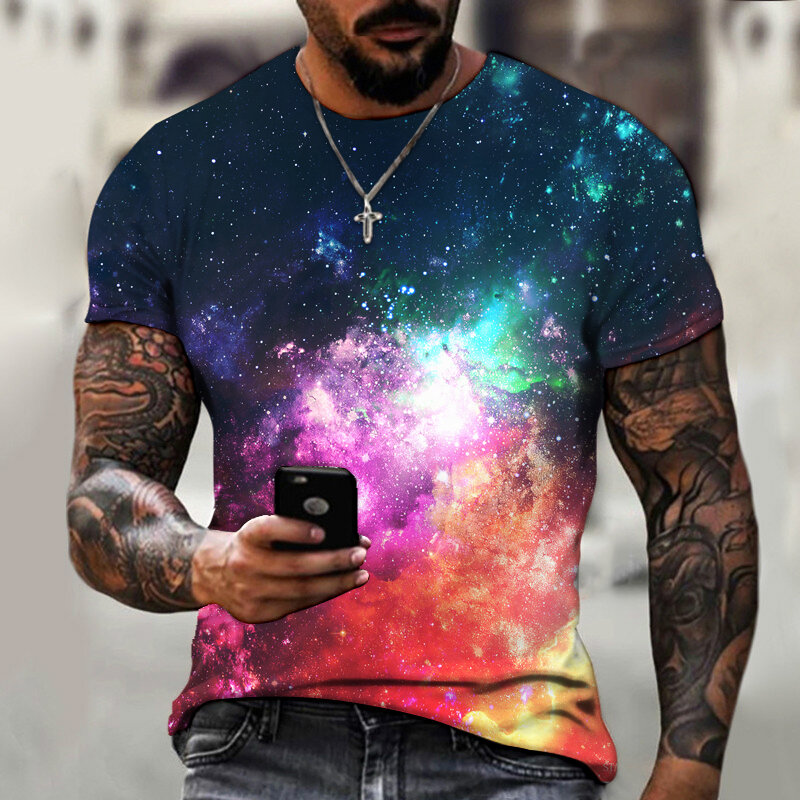 Universe Space Galaxy Planet 3D พิมพ์ผู้ชายเสื้อยืดผู้หญิง Tees Sky Star 3D พิมพ์เสื้อชายแฟชั่น Streetwear เสื้อผ้า