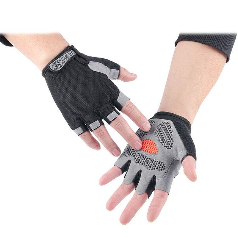 Gants de cyclisme antidérapants en Silicone pour fitness en plein air, demi-doigt, respirant, antichoc, pour vélo