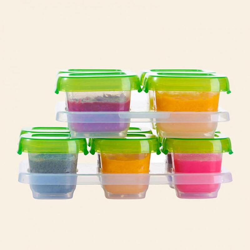 6Pcs Food Box with Green Cover Fresh-keeping PP Baby Food Storage Box for Kitchen