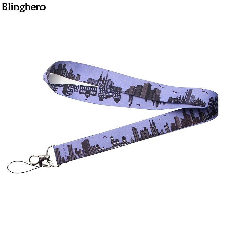 Blinghero-cordón estampado de ciudad para llaves, silbato de teléfono con cielo estrellado, Soporte para tarjeta de identificación, Unisex, BH0420