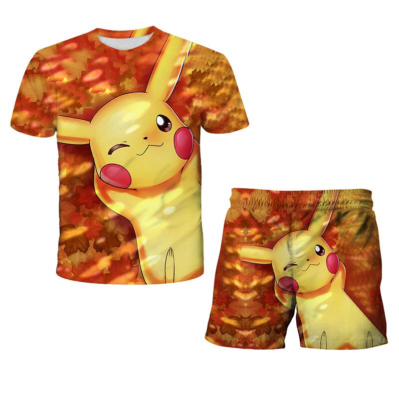 Set per bambini estivi abiti da pok' 3D T Shirt ragazzi ragazze set Hip Hop Streetwear set per adolescenti pop it Pikachu regalo per bambini