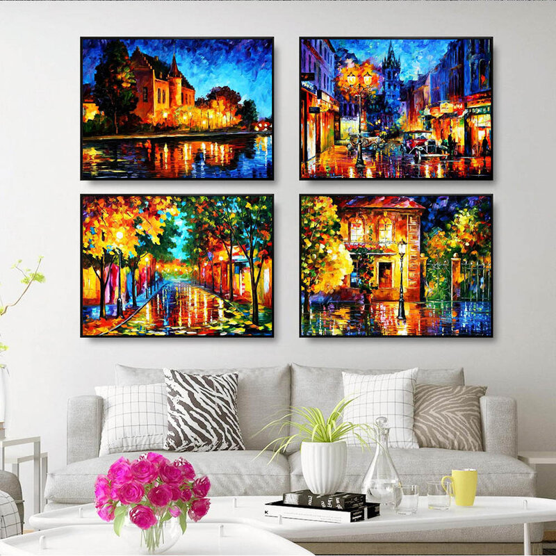 Nordic graffiti art landscape canvas painting City Park Abstract poster office living room bedroom home decoration mural