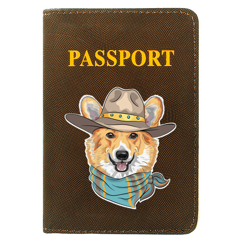 Funda de pasaporte con estampado de perro para hombre y mujer, Cartera de bolsillo de alta calidad de cuero Pu, tarjetero de identificación de viaje
