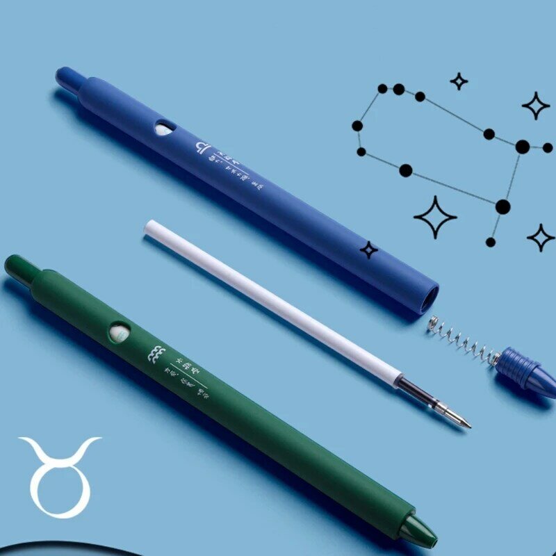 12 шт., выдвижная гелевая ручка с 12 созвездиями, 0,5 мм, обычная быстросохнущая черная ручка