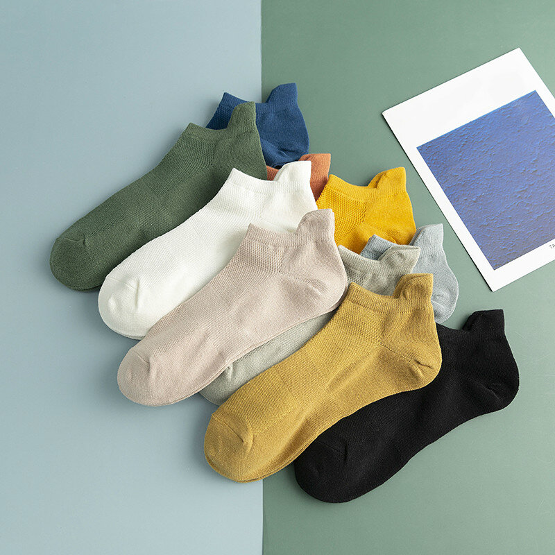 5 Pairs Mann Baumwolle Kurze Socken Mode Atmungsaktives Mesh Männer Komfortable Einfarbig Beiläufigen Ankle Socke Pack Männliche Straße Fashions
