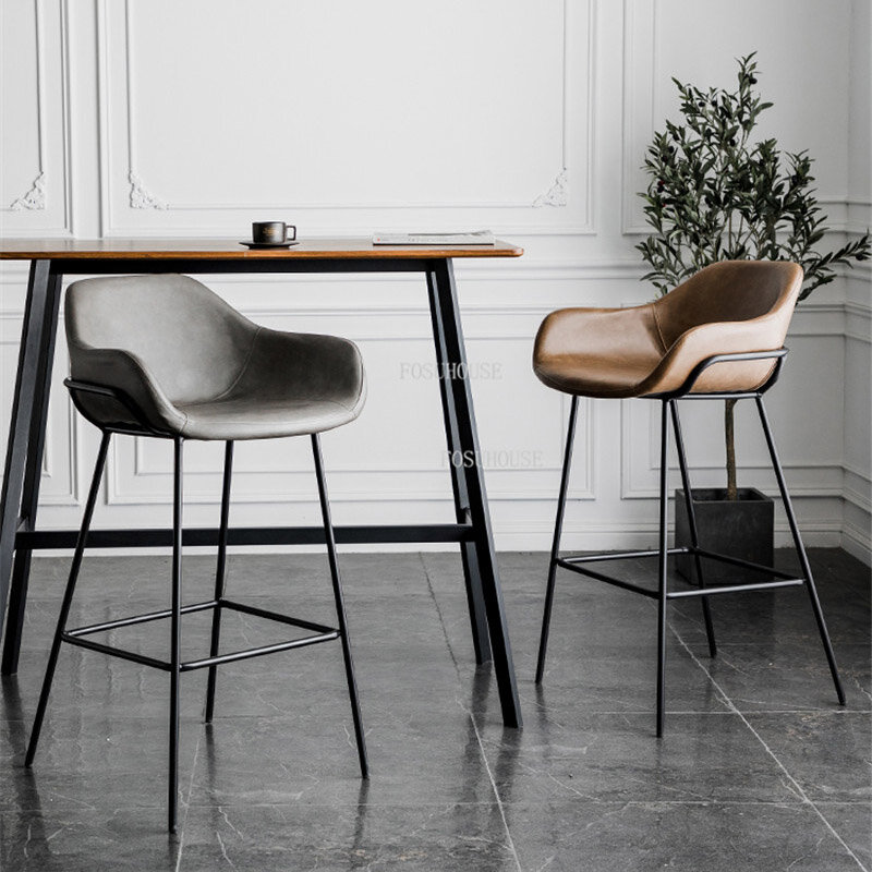 Bar nórdico silla para la cocina Simple respaldo Bar moderno minimalista muebles para el hogar Ins base alta silla creativa alta Taburetes