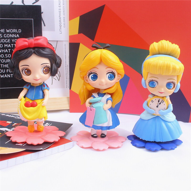 Figurines de princesse Q Posket, 7 styles, poupées miniatures en PVC, décoration de fête d'anniversaire, jouet pour enfants, cadeau de noël