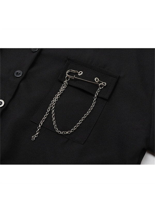 Женская винтажная блузка с длинным рукавом, черная Готическая блузка большого размера в Корейском стиле, уличная одежда в стиле Харадзюку, ...