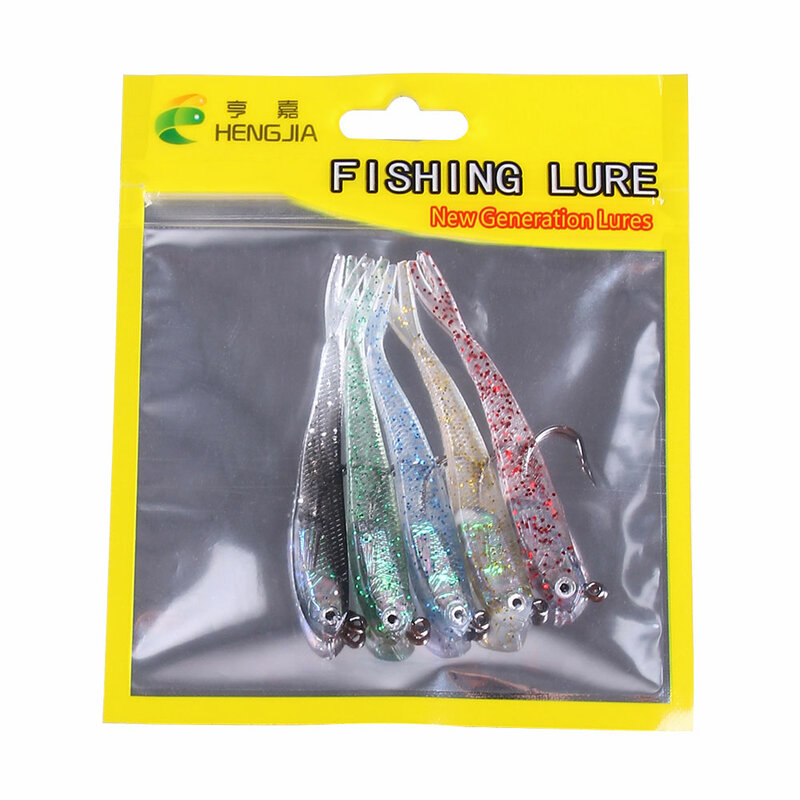 5pcs 7.5cm 5g Soft Lure Wobblers Artificial Bait Silicone Fishing Lure Sea Bass Carp Fishing Lead Spoon Jig Lures Tackle
